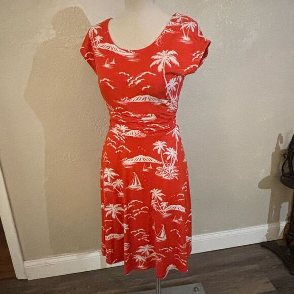 Hobbs London Tropical Print Orange Dress Sz 4 - Picture 1 of 9